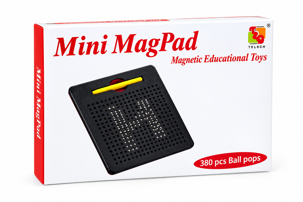 Mini MagPad – Magnetic Drawing Board for Kids | 380 Pcs Educational Doodle Pad (Red)