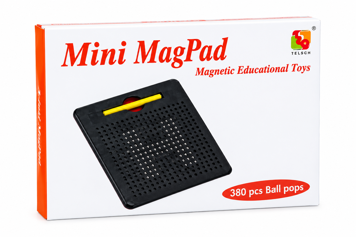 Mini MagPad – Magnetic Drawing Board for Kids | 380 Pcs Educational Doodle Pad (Red)