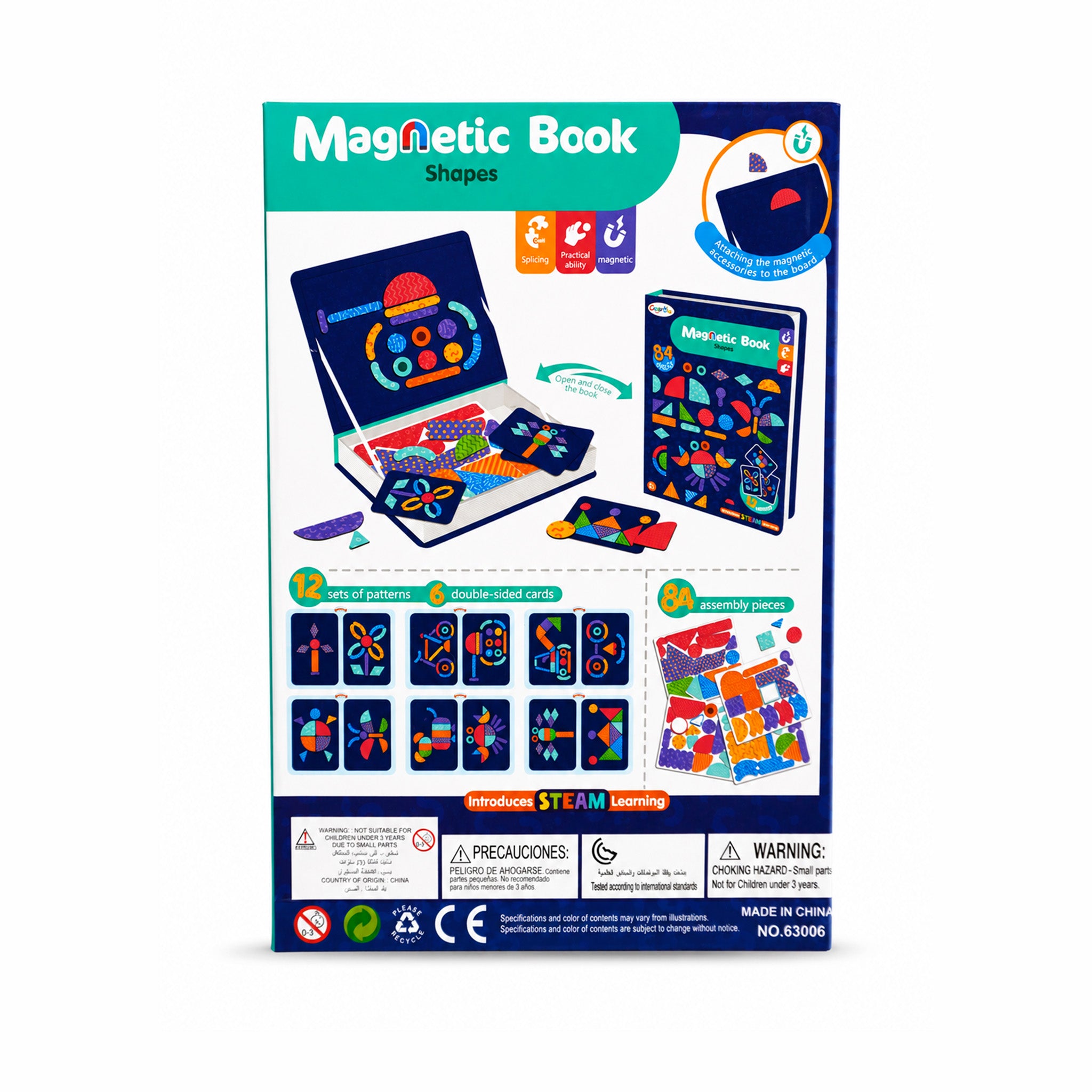 Back instructions magnetic pieces with Kojo Magnetic Book Shapes
