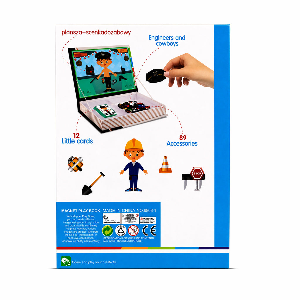 12 role play cards included in the Kojo Magnetic Book Role Play Puzzle