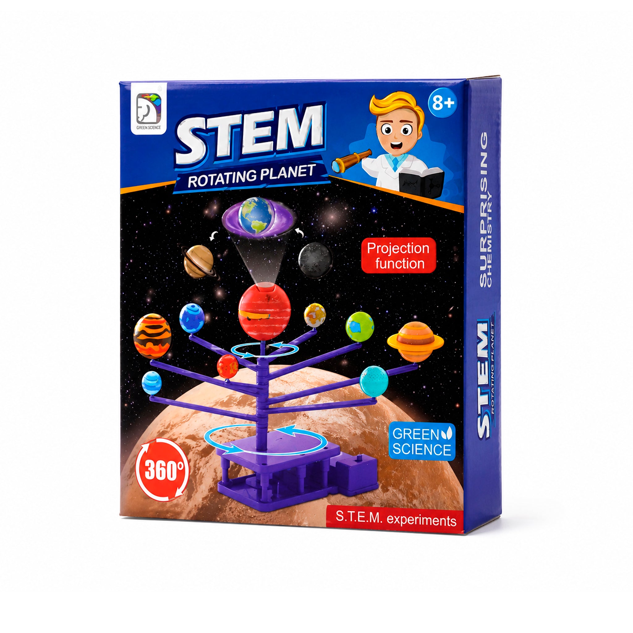 Kojo STEM Rotating Planet box showing motorised solar system model