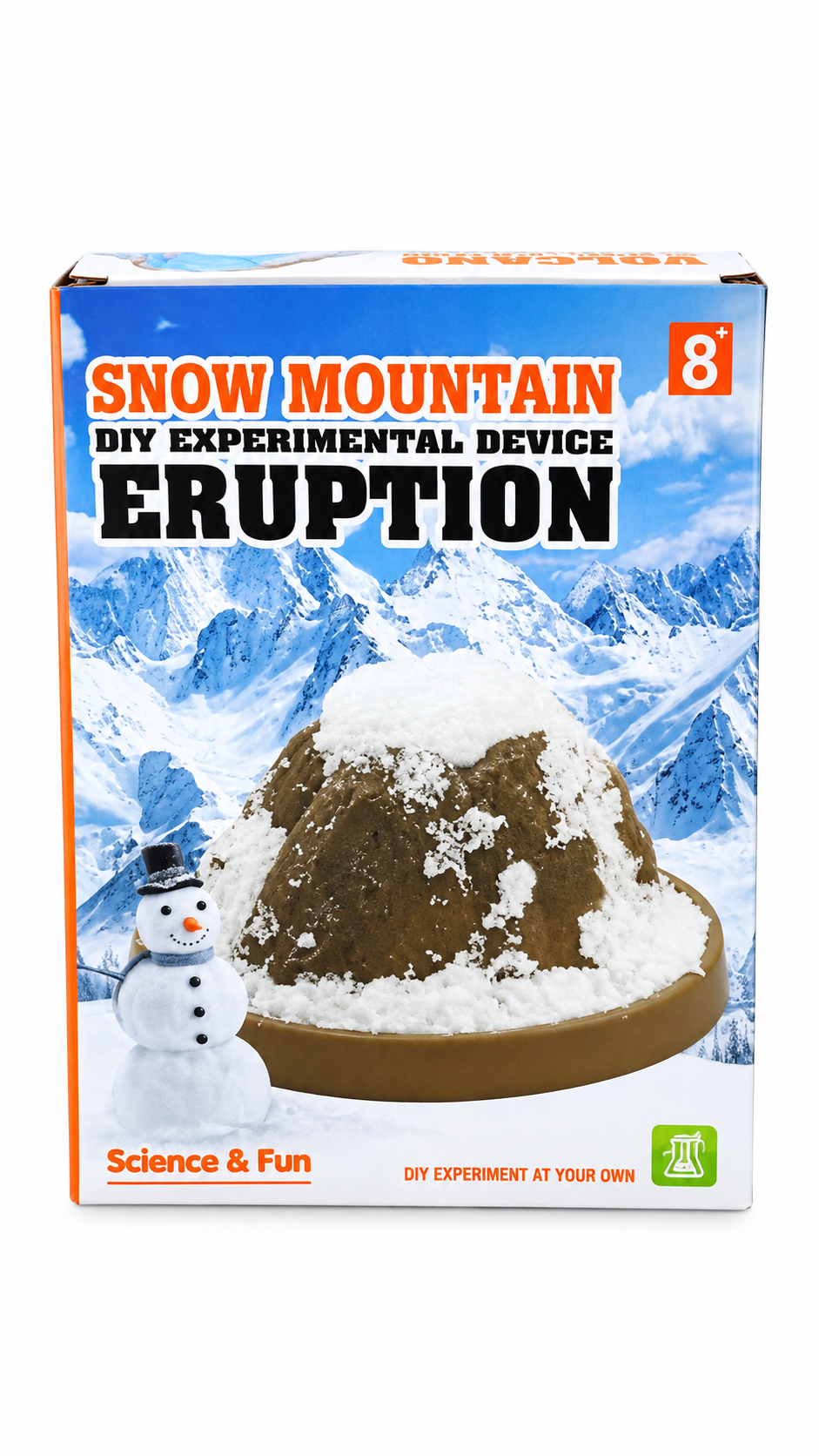 Snow Mountain Eruption DIY kit front packaging with snowman design