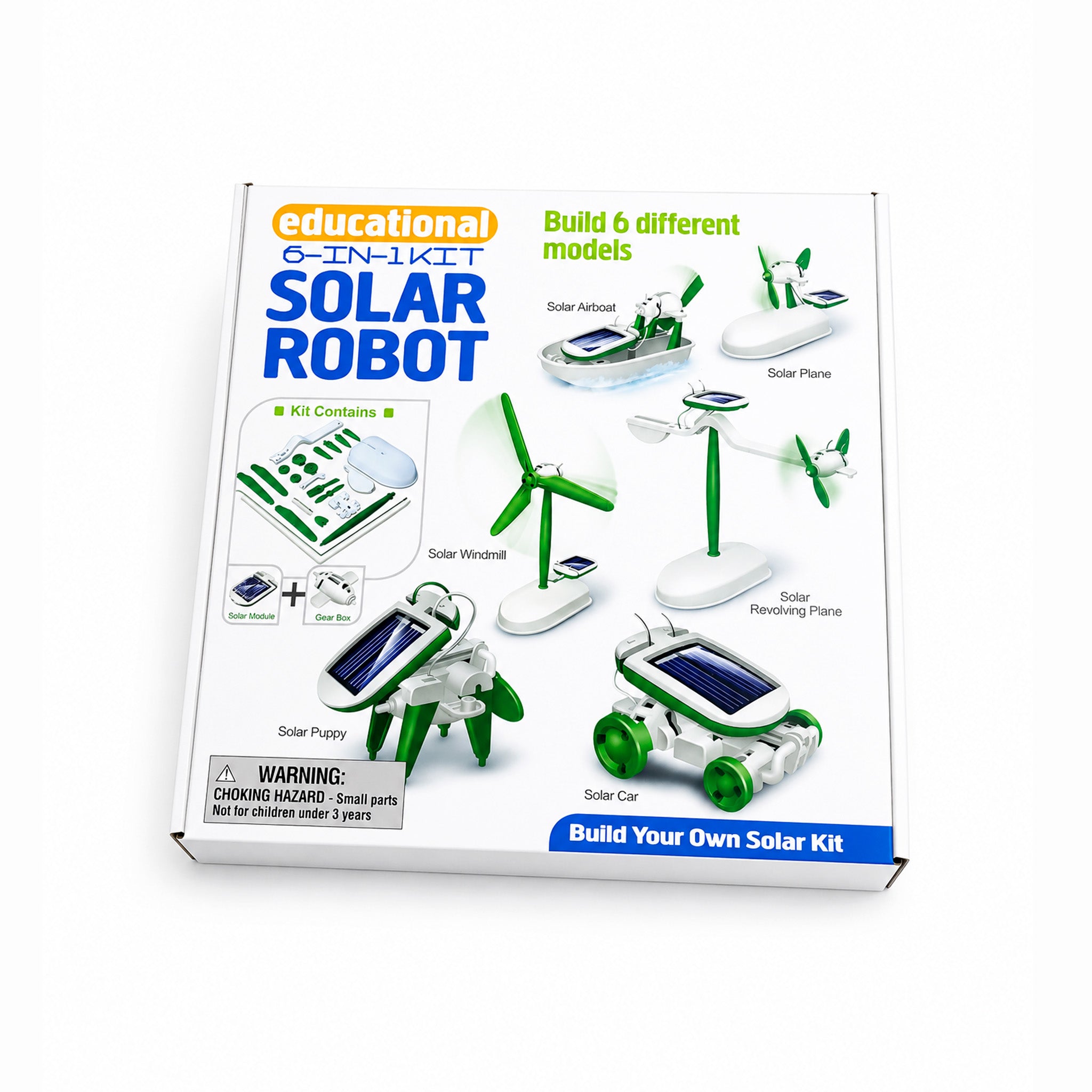 Assembled Kojo Solar Robot powered by a solar panel