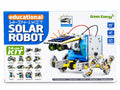 Solar robot kit box showing all 14 buildable models, including wheel-bot, walker-bot, beetle-bot, zombie-bot and roly poly-bot